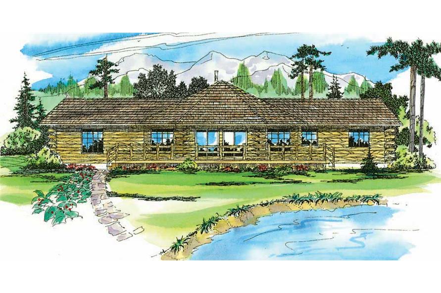 Front elevation of Log Cabin home (ThePlanCollection: House Plan #108-1312)