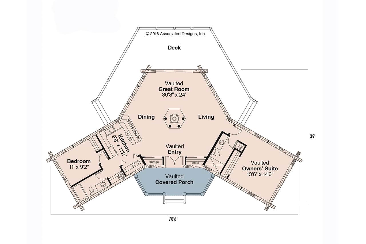 Floor Plan First Story of Log Cabin Plan #108-1312