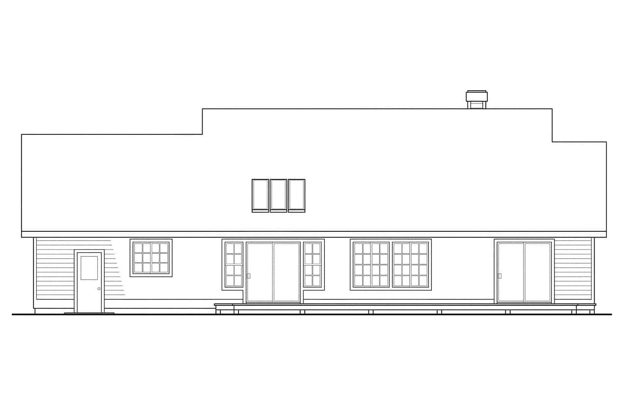 Home Plan Rear Elevation of this 3-Bedroom,1794 Sq Ft Plan -108-1315