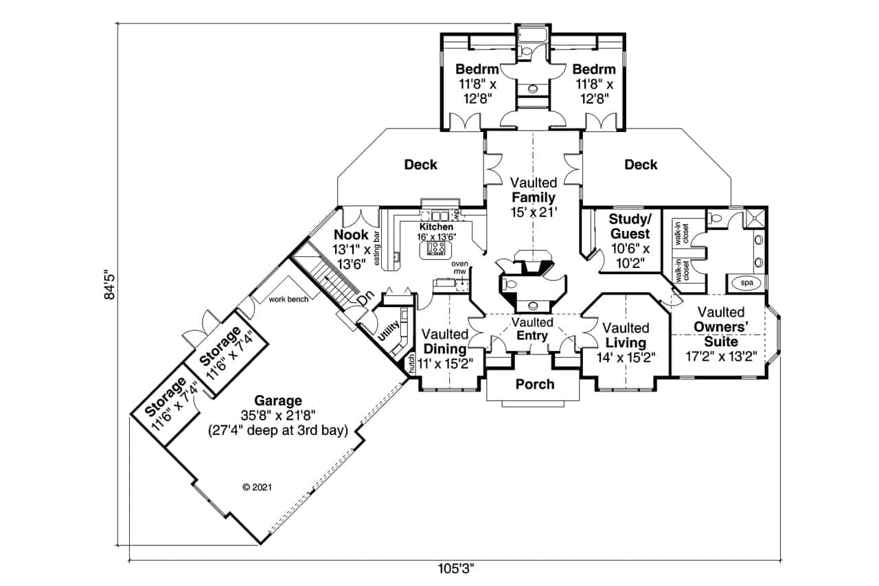 Main Level of Ranch Plan #108-1317