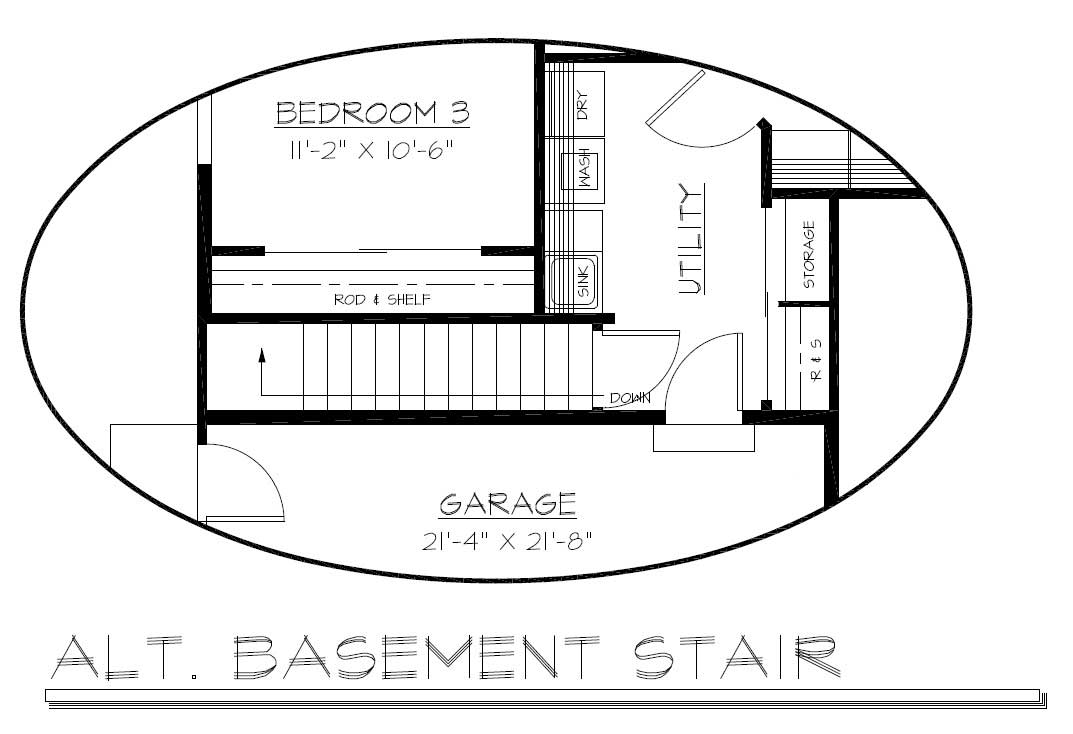 Floor Plan Basement of Ranch Plan #108-1319
