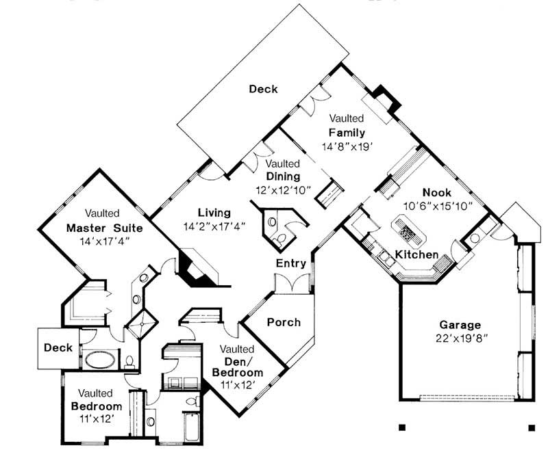 Floor Plan First Story of Ranch Plan #108-1320
