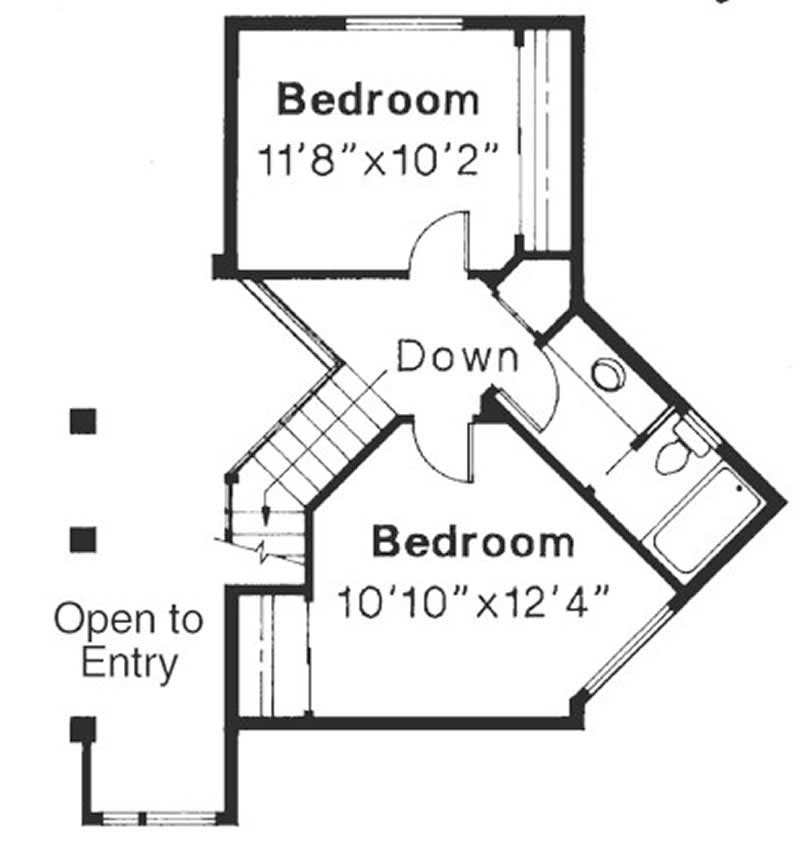 Floor Plan Second Story of Contemporary Plan #108-1323
