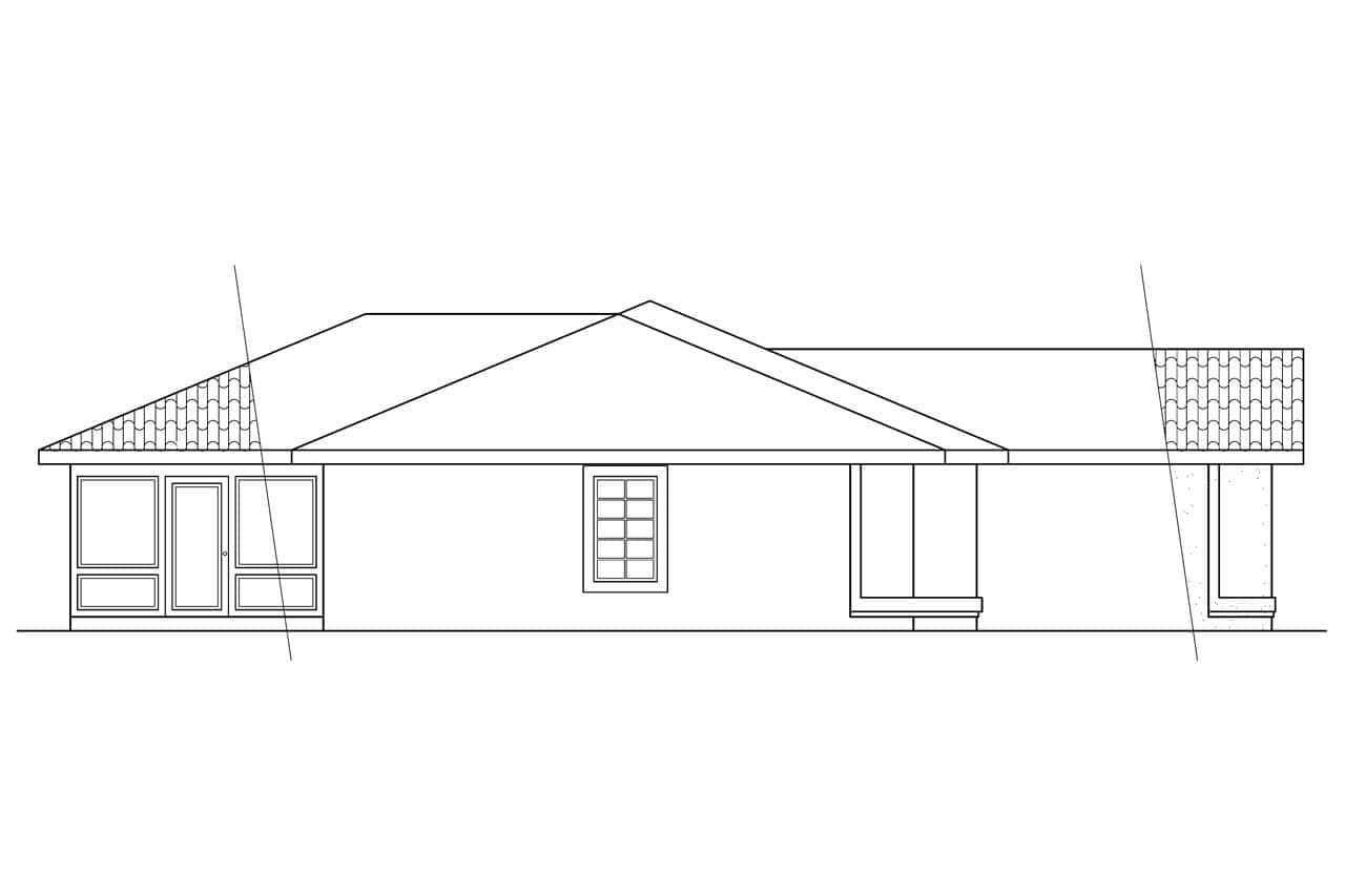 Home Plan Left Elevation of this 3-Bedroom,1493 Sq Ft Plan -108-1351