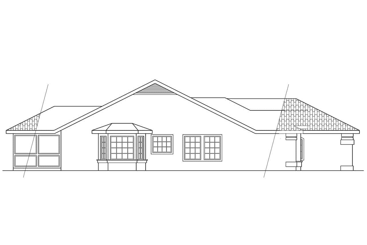 Home Plan Left Elevation of this 4-Bedroom,1966 Sq Ft Plan -108-1353