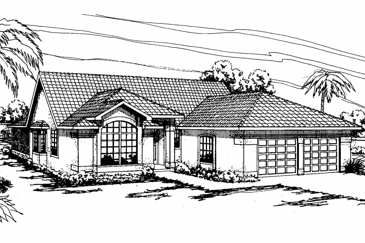 Home Plan Front Elevation of this 4-Bedroom,1966 Sq Ft Plan -108-1353