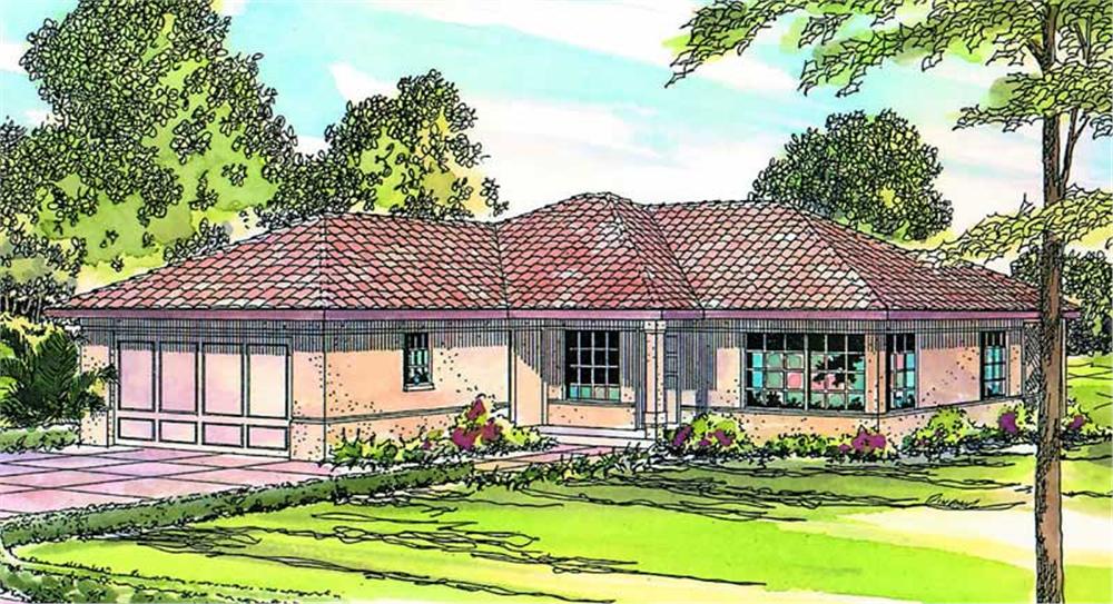 Front elevation of Mediterranean home (ThePlanCollection: House Plan #108-1362)
