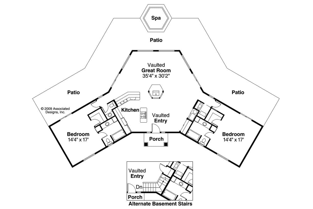 Floor Plan First Story of Mediterranean Plan #108-1364