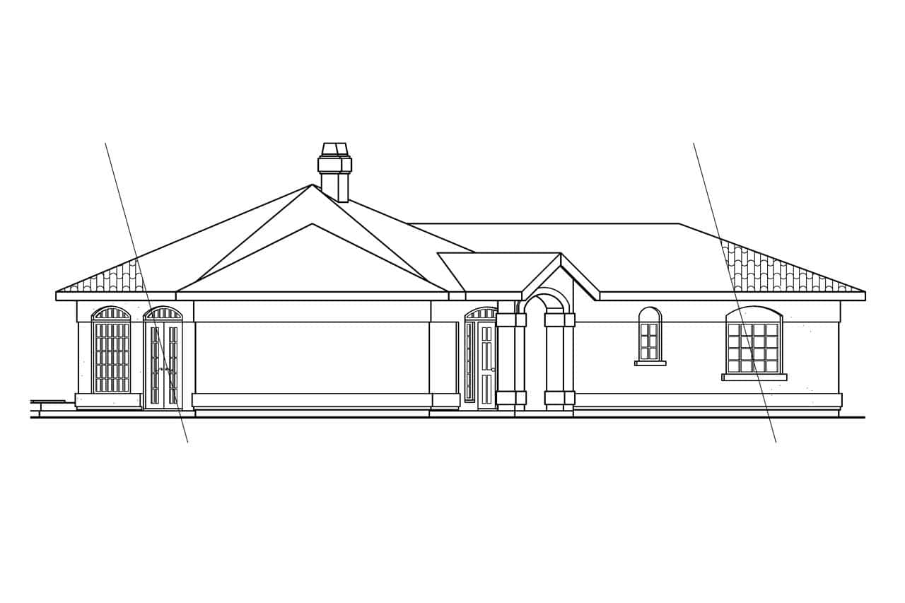 Home Plan Left Elevation of this 2-Bedroom,1778 Sq Ft Plan -108-1364