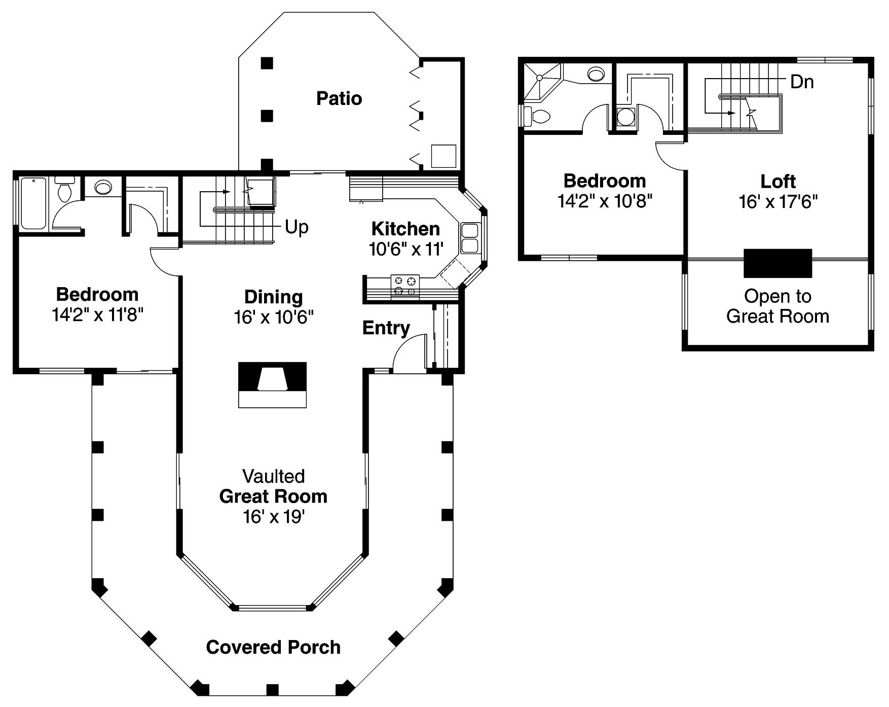 Floor Plan First Story of Mediterranean Plan #108-1368