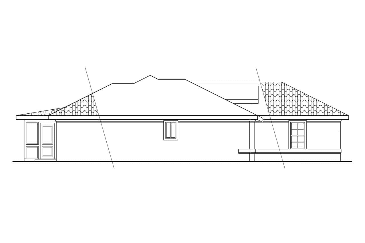 Home Plan Left Elevation of this 3-Bedroom,1636 Sq Ft Plan -108-1372