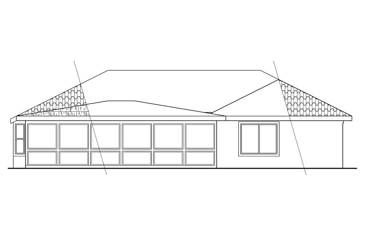 Home Plan Rear Elevation of this 3-Bedroom,1636 Sq Ft Plan -108-1372