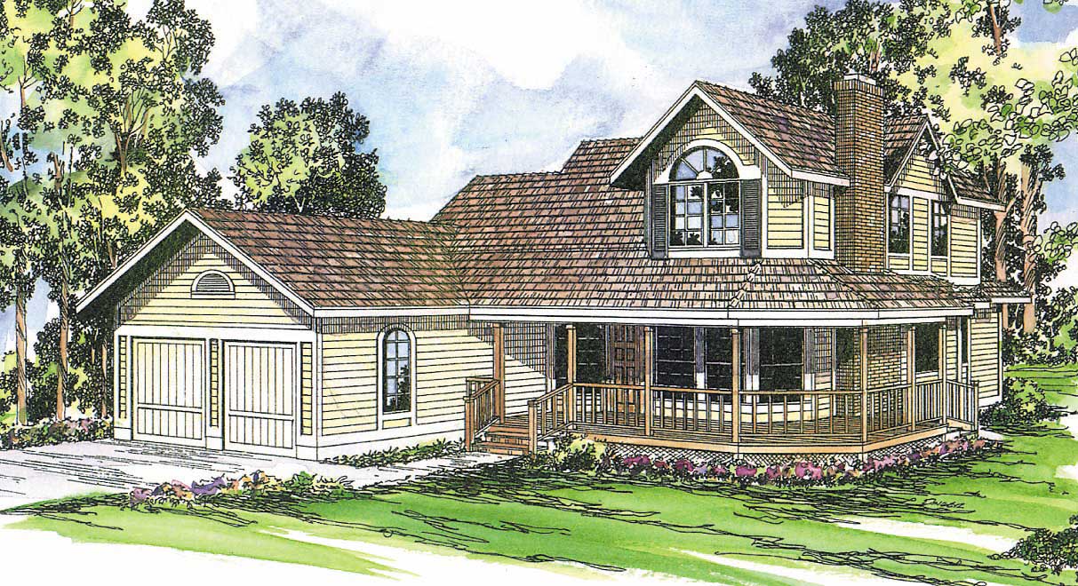 This image shows the Country Style for this set of house plans.