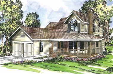 3-Bedroom, 2091 Sq Ft Country House Plan - 108-1380 - Front Exterior