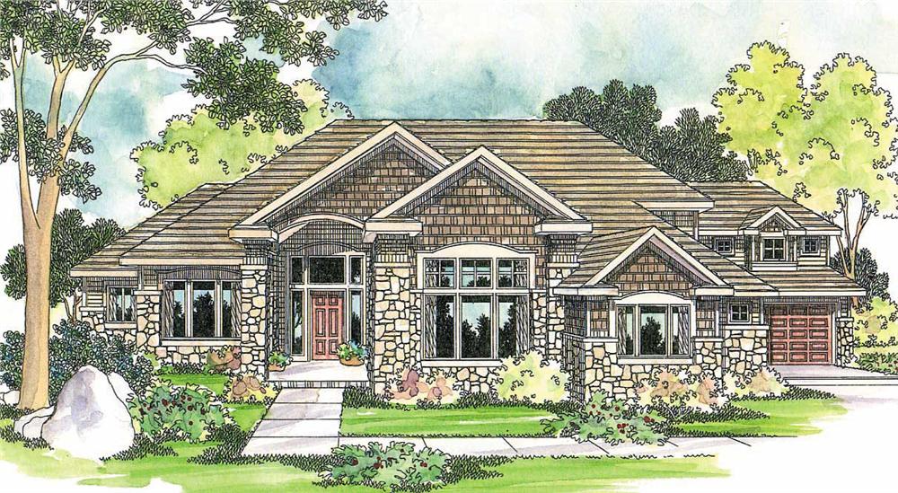 This image shows the Craftsman Style of this set of house plans.