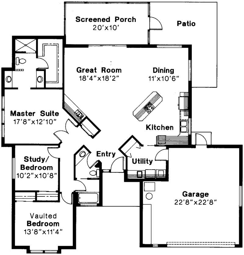 Floor Plan First Story of Mediterranean Plan #108-1385