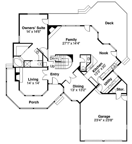Floor Plan First Story of Country Plan #108-1389