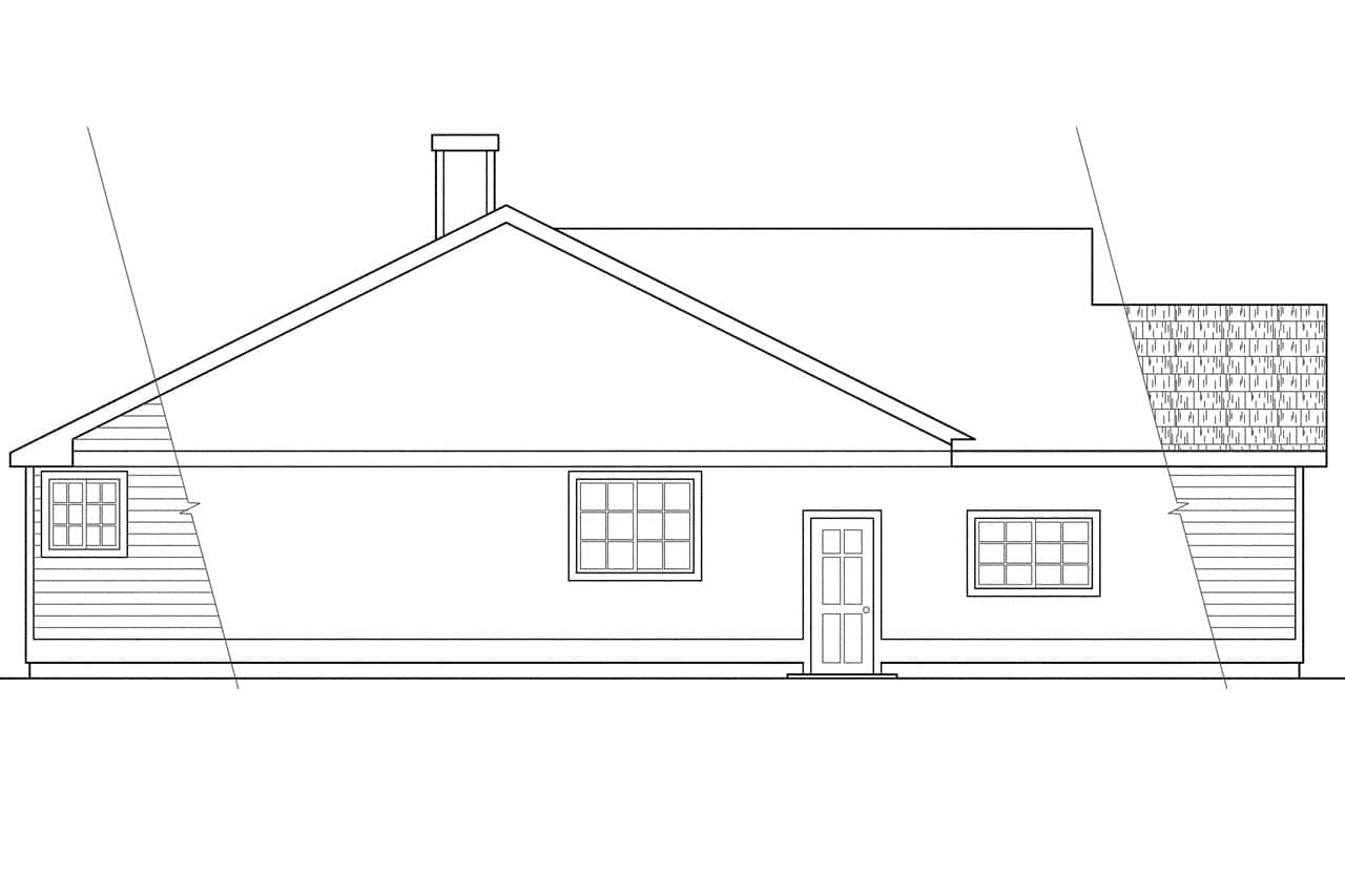 Home Plan Left Elevation of this 3-Bedroom,1568 Sq Ft Plan -108-1390