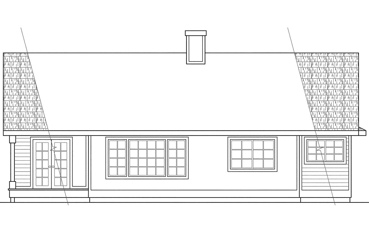 Home Plan Rear Elevation of this 3-Bedroom,1568 Sq Ft Plan -108-1390