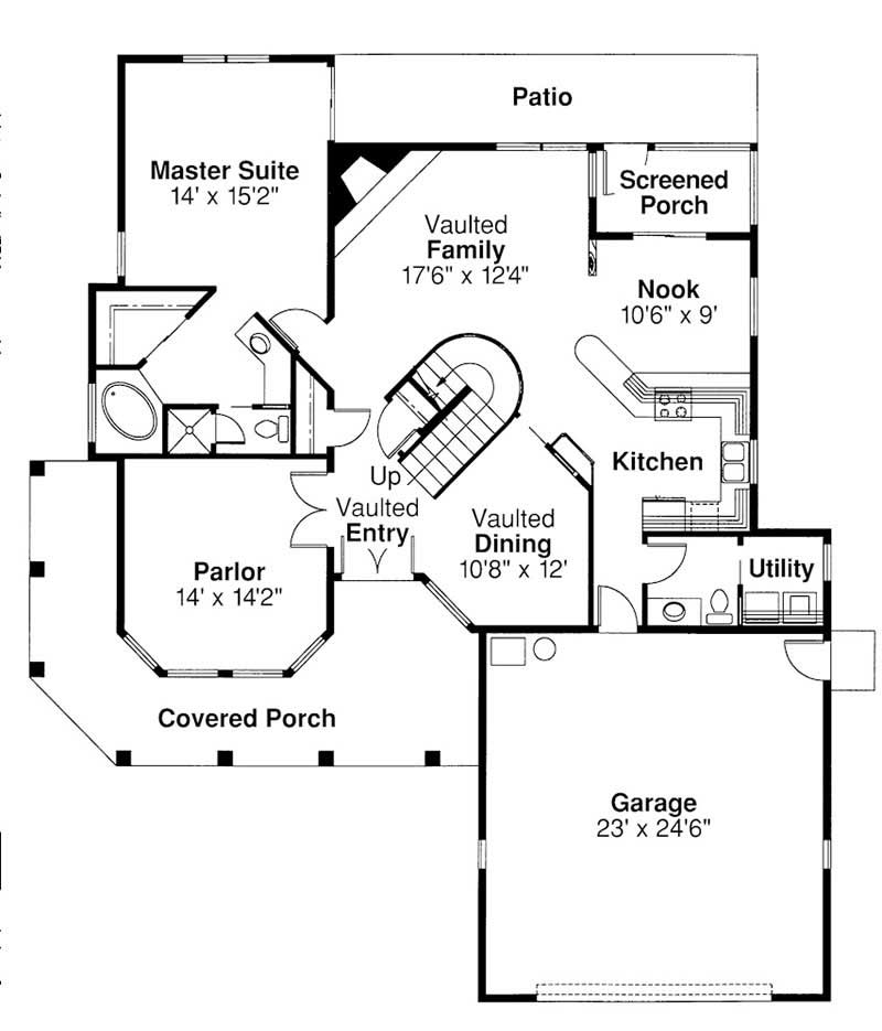 Floor Plan First Story of Mediterranean Plan #108-1397