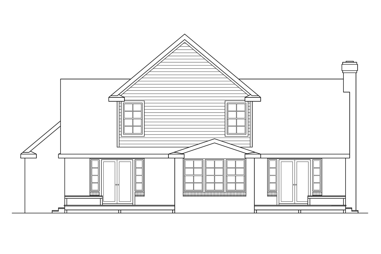 Home Plan Rear Elevation of this 3-Bedroom,1792 Sq Ft Plan -108-1411