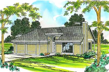 3-Bedroom, 1297 Sq Ft Small House Plans - 108-1417 - Front Exterior
