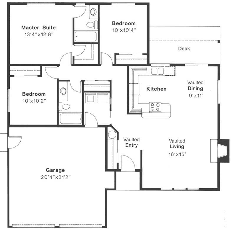 Floor Plan First Story of Small House Plans #108-1417
