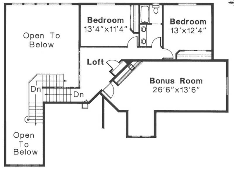Floor Plan Second Story of Transitional Plan #108-1420