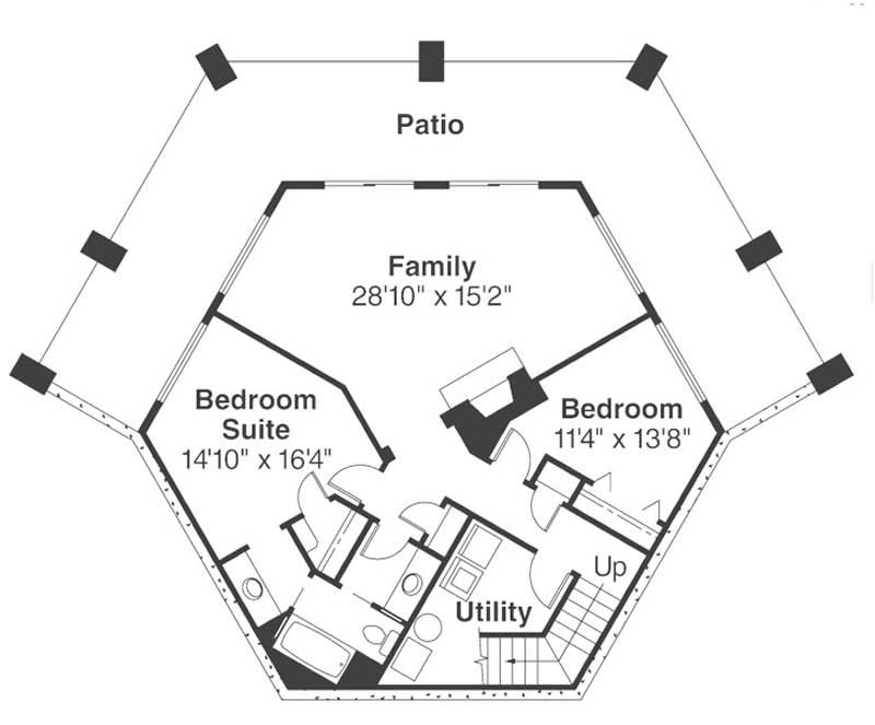 Floor Plan Second Story of Bungalow Plan #108-1421