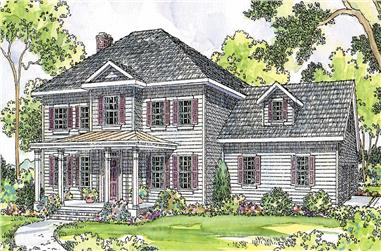 4-Bedroom, 2304 Sq Ft Colonial Home Plan - 108-1427 - Main Exterior