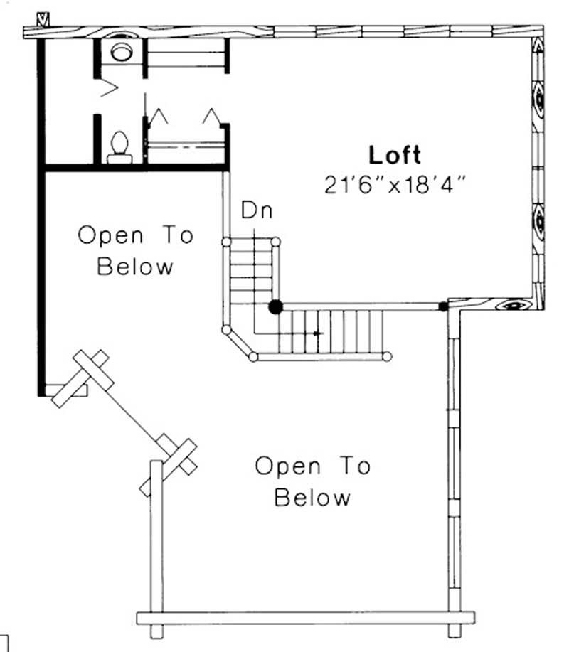 Floor Plan Second Story of Log Cabin Plan #108-1433