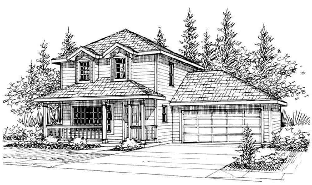 Front View of this 3-Bedroom, 1526 Sq Ft Plan - 108-1434