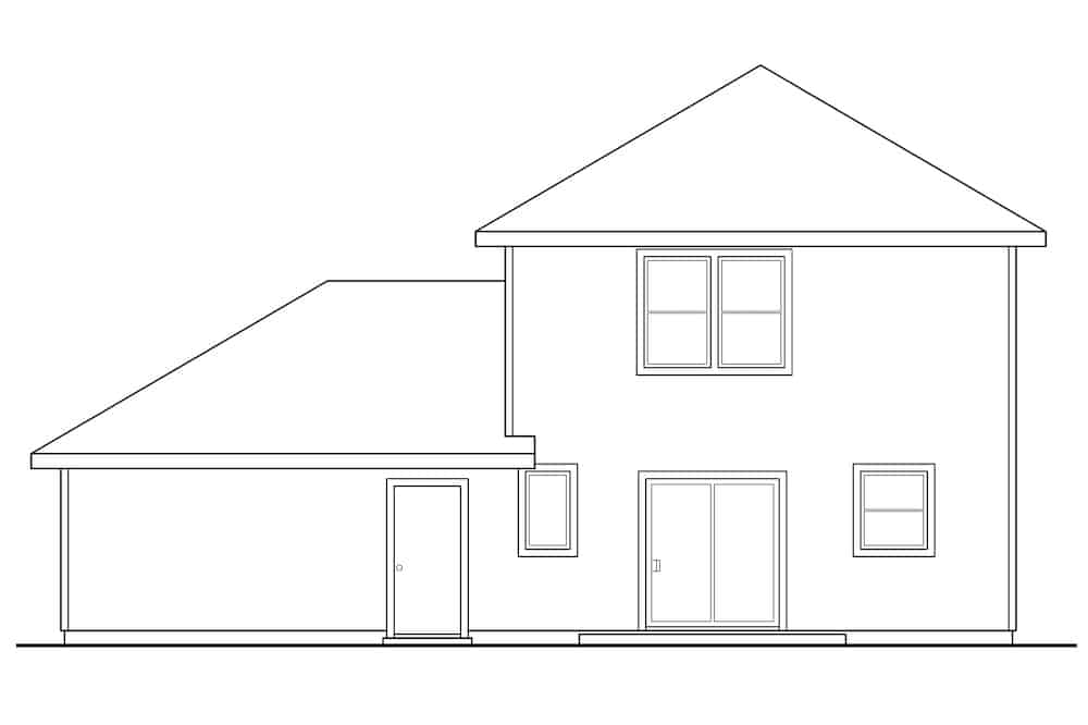 Home Plan Rear Elevation of this 3-Bedroom,1526 Sq Ft Plan -108-1434