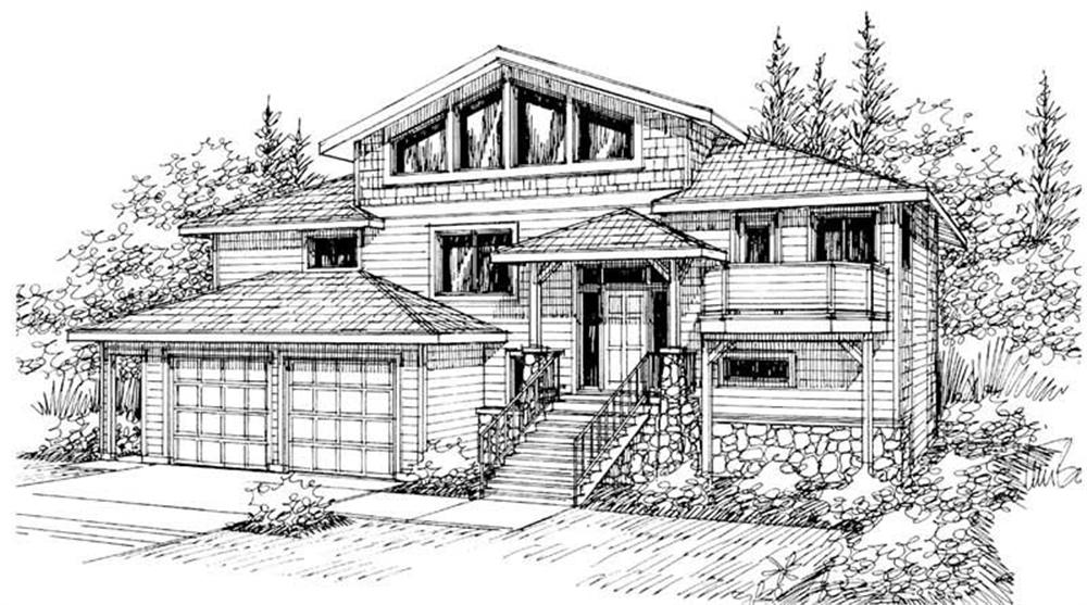 Front elevation of Contemporary home (ThePlanCollection: House Plan #108-1435)