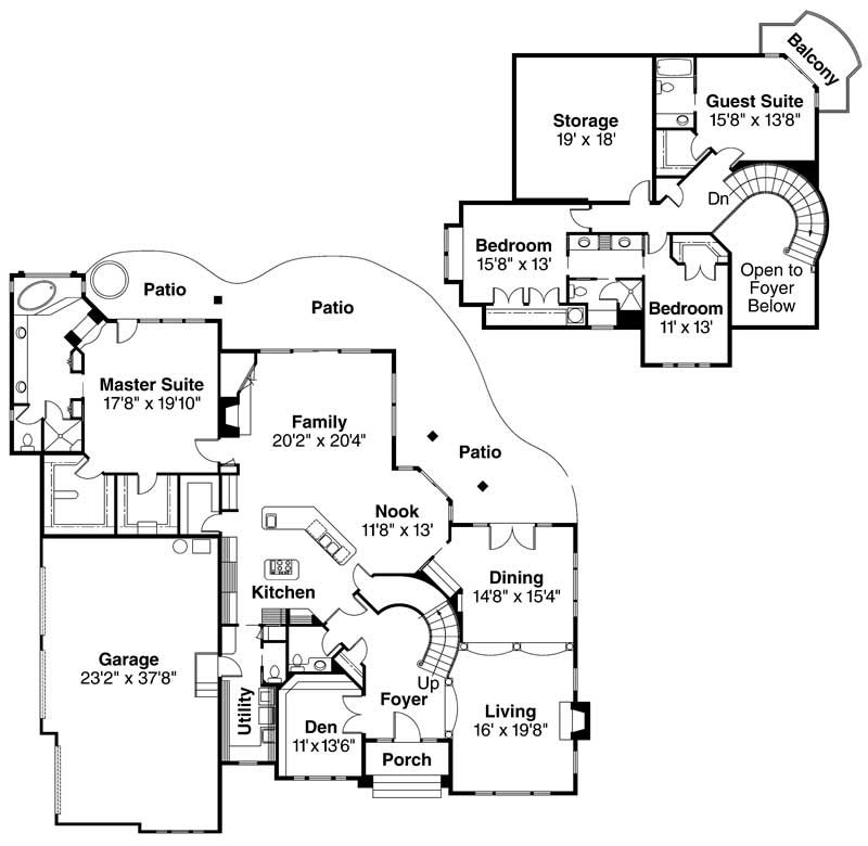 Floor Plan First Story of European Plan #108-1436