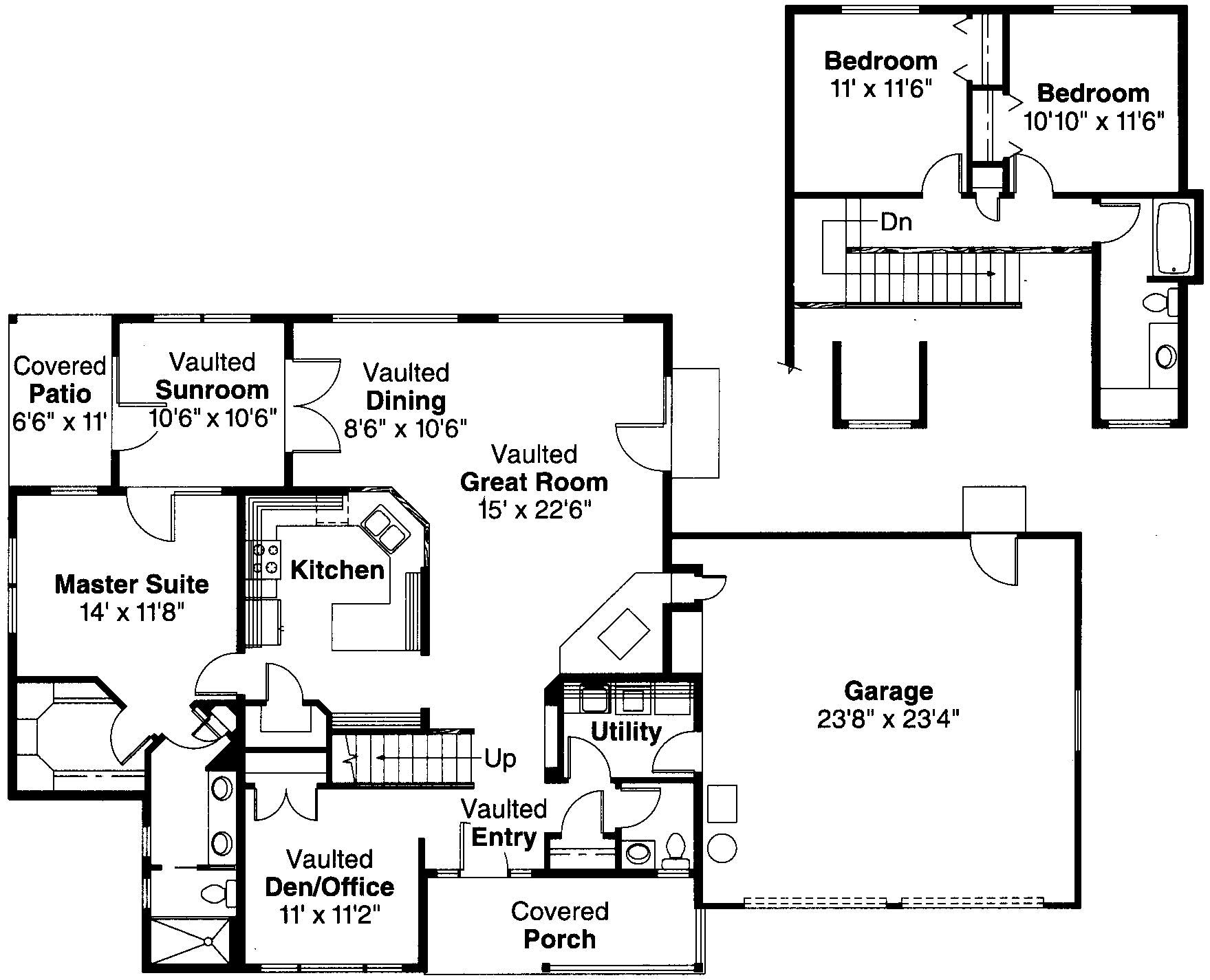 Floor Plan First Story of Country Plan #108-1440