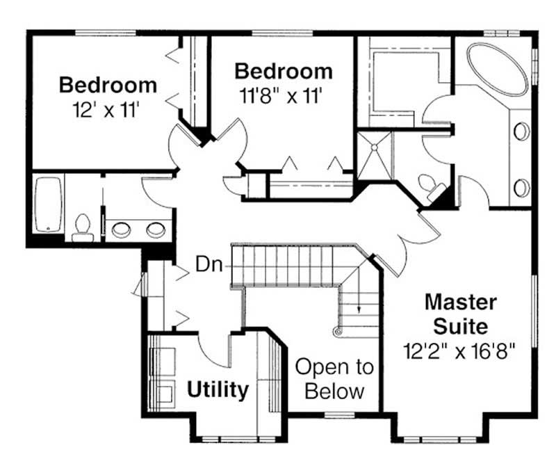 Floor Plan Second Story of Country Plan #108-1445