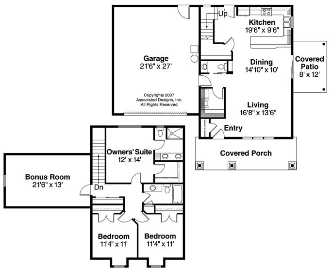 Country Home with 3 Bedrooms, 1598 Sq Ft | Floor Plan #108-1457