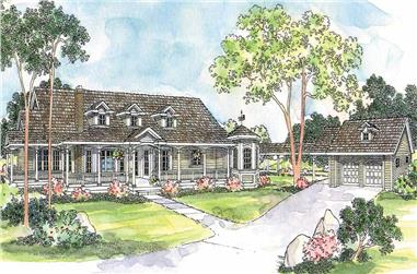3-Bedroom, 2966 Sq Ft Country House Plan - 108-1458 - Front Exterior