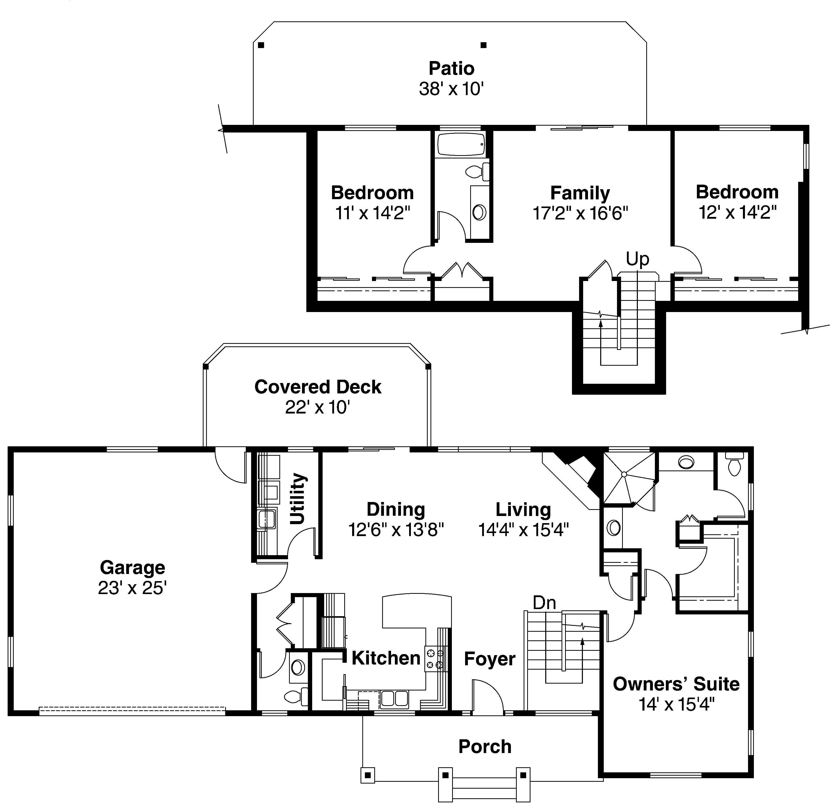 Floor Plan First Story of Country Plan #108-1464