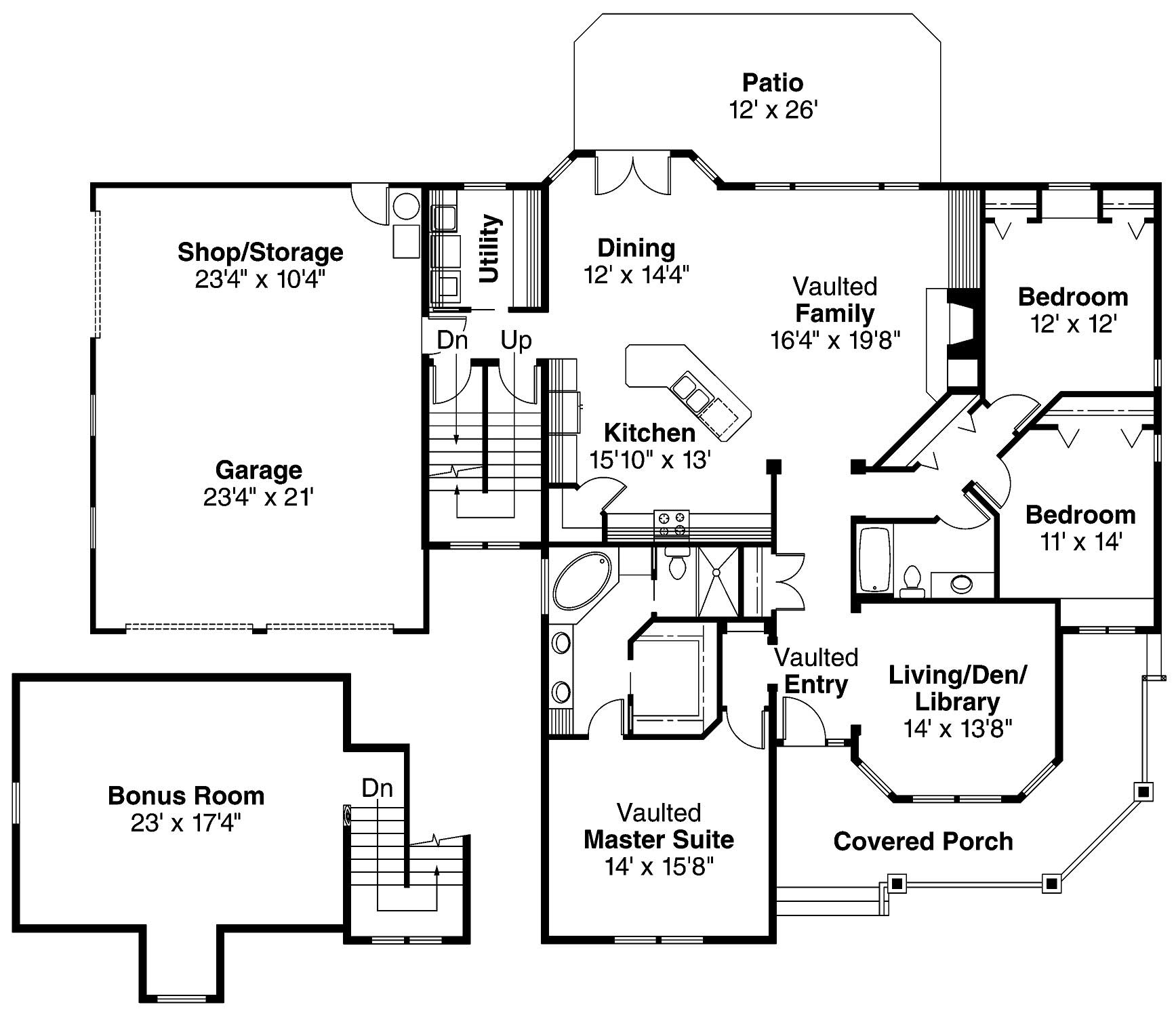 Floor Plan First Story of Country Plan #108-1468