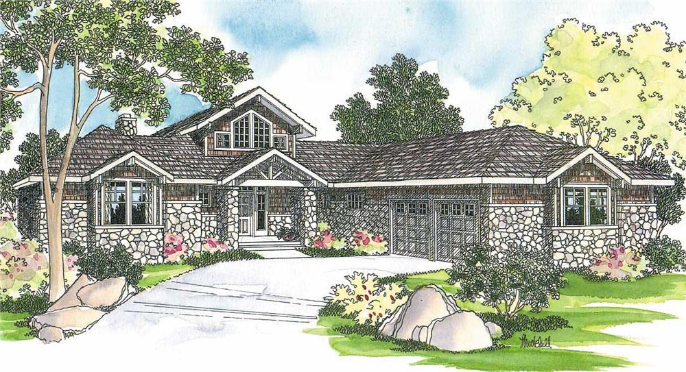 This image shows the Craftsman Style for this set of house plans.