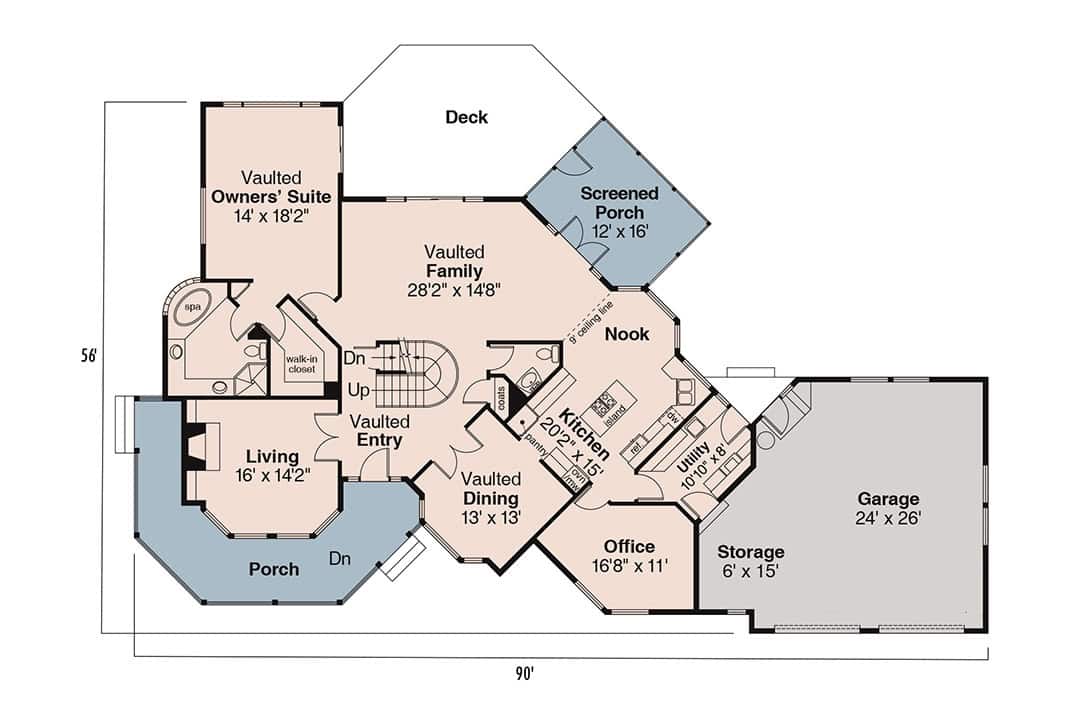 Floor Plan First Story of Country Plan #108-1473