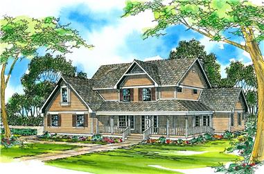 3-Bedroom, 2423 Sq Ft Country House Plan - 108-1479 - Front Exterior