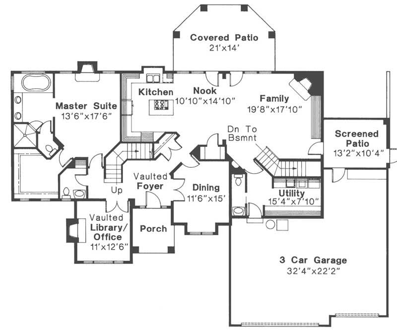 Floor Plan First Story of Traditional Plan #108-1491