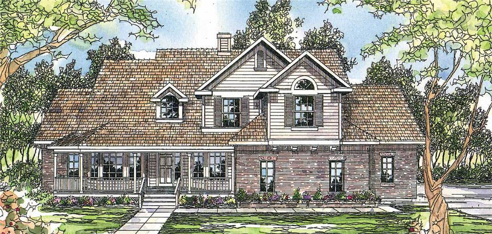 This image shows the country style for this set of house plans.