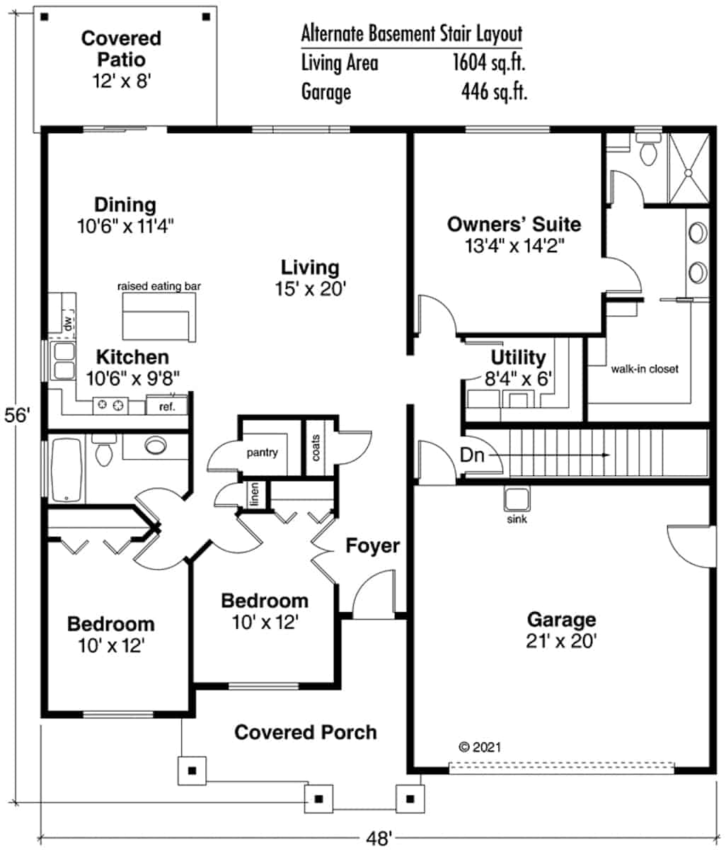 Main Level of Ranch Plan #108-1503