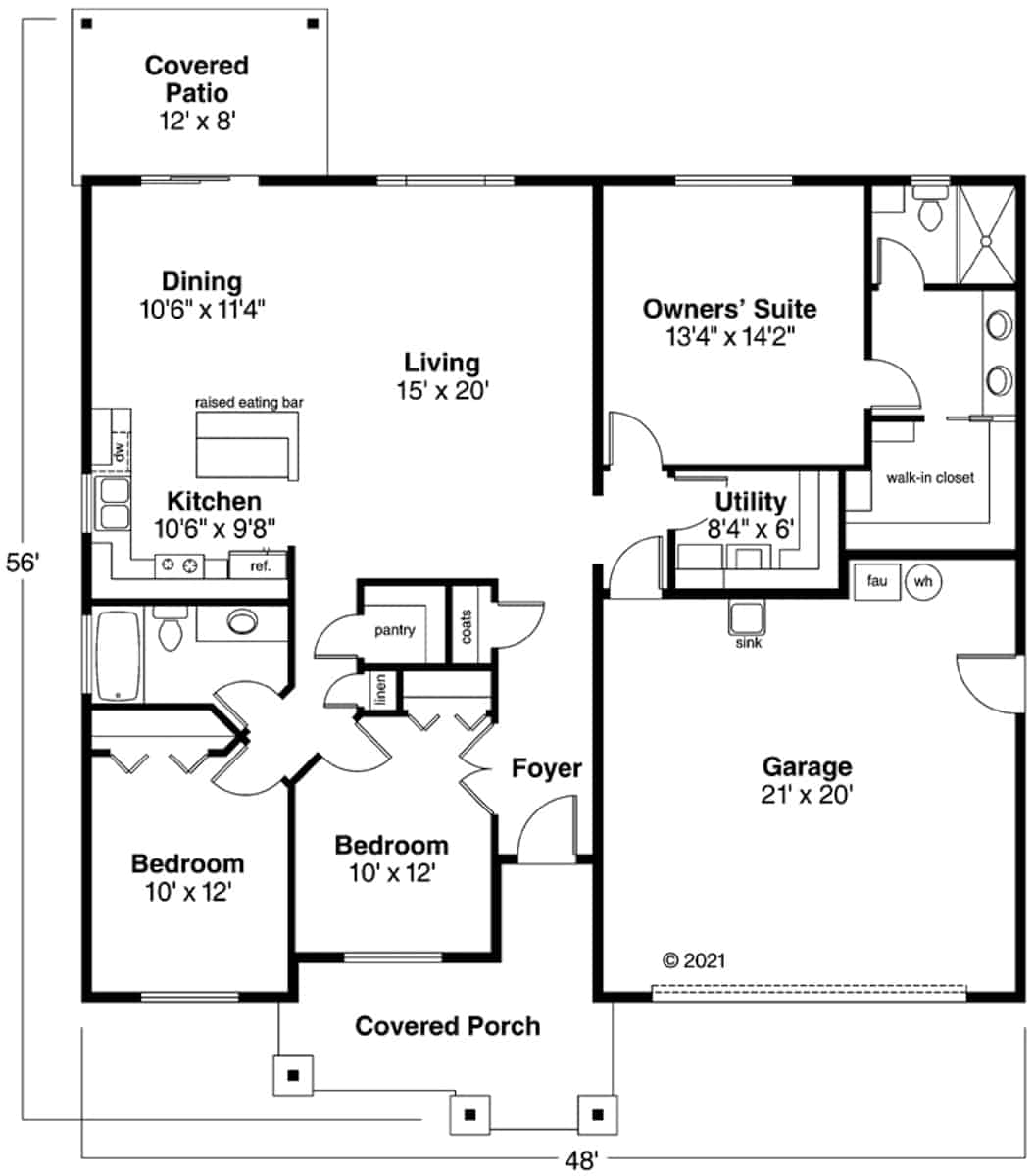 Main Level of Ranch Plan #108-1503