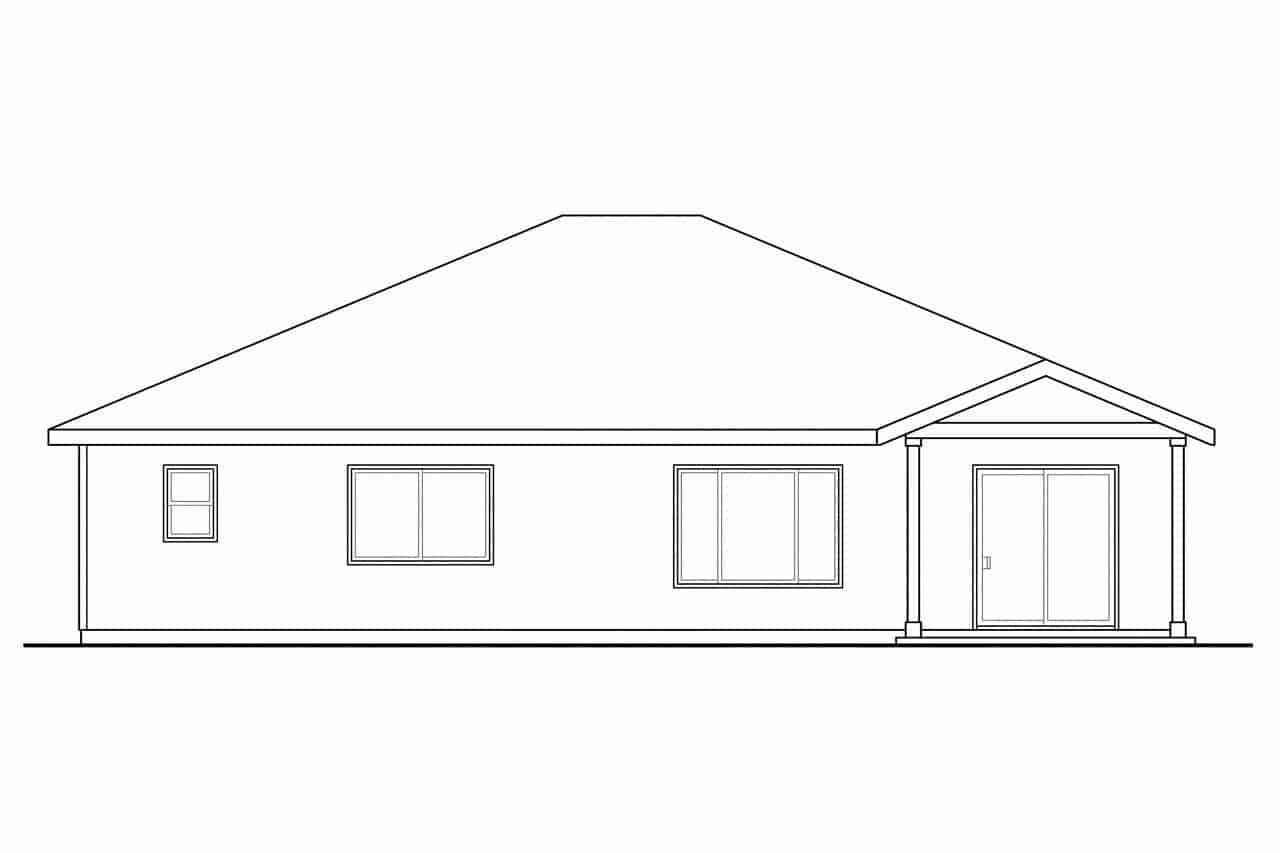Home Plan Rear Elevation of this 3-Bedroom,1501 Sq Ft Plan -108-1503