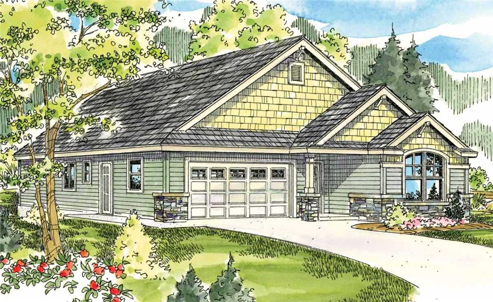 This is the front elevation of these Craftsman Home Plans